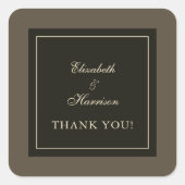 Elegante Herfst Bruin & Ivoor bruiloft Dank u Vierkante Sticker (Voorkant)