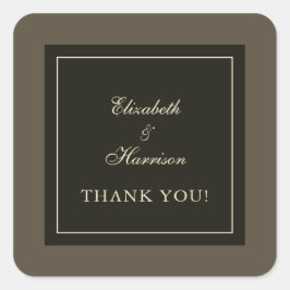 Elegante Herfst Bruin & Ivoor bruiloft Dank u Vierkante Sticker