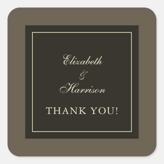 Elegante Herfst Bruin & Ivoor bruiloft Dank u Vierkante Sticker (Voorkant)