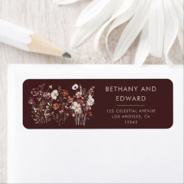 Elegante Herfst Bruine Bloemen bruiloft Etiket