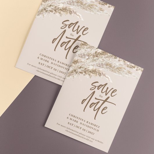 Elegante Herfst Bruine Pampasgras Save The Date