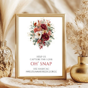 Elegante Herfst Burgundy Bloemstuk Oh Snap Tafelmo Poster