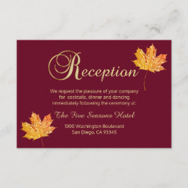 Elegante Herfst Burgundy Goud Ontvangst Kaart