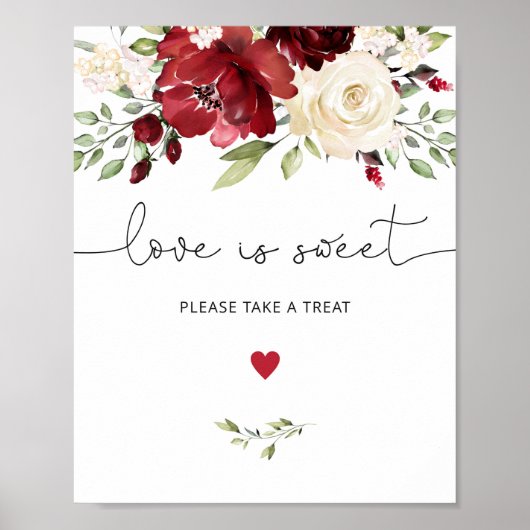 Elegante herfst burgundy Liefde is zoet neem een t Poster (Voorkant)