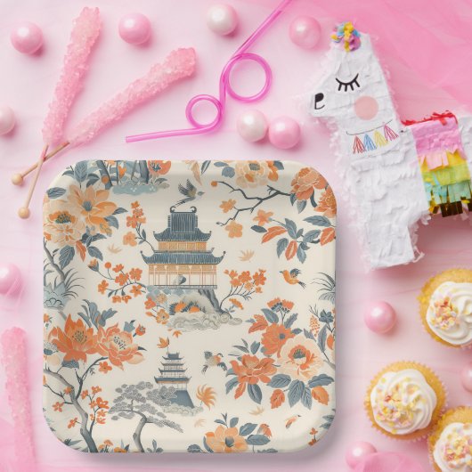 Elegante Herfst Chinoiserie Papier Bord (Feest)