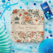 Elegante Herfst Chinoiserie Thanksgiving Papieren Bordje (Feest)