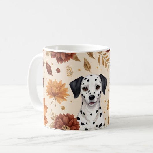 Elegante Herfst Dalmatische bloemenaccenten Koffiemok (Voorkant links)