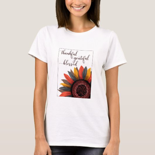 Elegante Herfst dankbaar gezegend najaar T-shirt (Voorkant)
