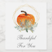 Elegante Herfst Dankbaar voor u Wijn Etiket (Enkel label)