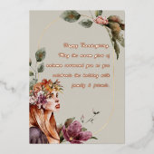 Elegante Herfst Elf Florale Roze Gouden Script Folie Feestdagenkaart (Voorkant)
