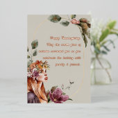 Elegante Herfst Elf Florale Roze Gouden Script Folie Feestdagenkaart (Staand Voorkant)