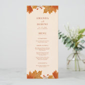 Elegante Herfst Esdblad Bruiloft Menu (Staand voorkant)