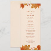 Elegante Herfst Esdblad Bruiloft Menu (Voorkant / Achterkant)