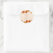 Elegante Herfst Esdblad Bruiloft Ronde Sticker (Tas)