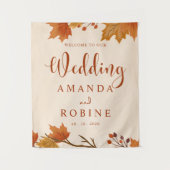 Elegante Herfst Esdblad Bruiloft Wandkleed (Voorkant)