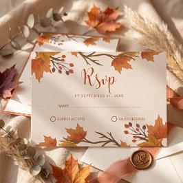 Elegante Herfst Esdoornbladeren Bruiloft RSVP Kaartje