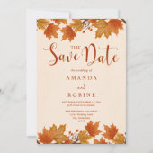 Elegante Herfst Esdoornbladeren Bruiloft Save The Date (Voorkant)