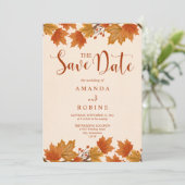 Elegante Herfst Esdoornbladeren Bruiloft Save The Date (Staand voorkant)