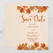 Elegante Herfst Esdoornbladeren Bruiloft Save The Date (Voorkant / Achterkant)