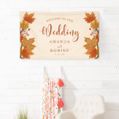 Elegante Herfst Esdoornbladeren Bruiloft Spandoek (Insitu)