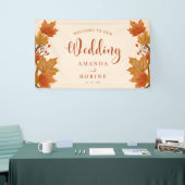 Elegante Herfst Esdoornbladeren Bruiloft Spandoek (Beurs)