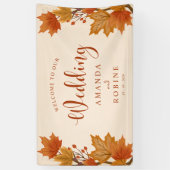 Elegante Herfst Esdoornbladeren Bruiloft Spandoek (Verticaal)