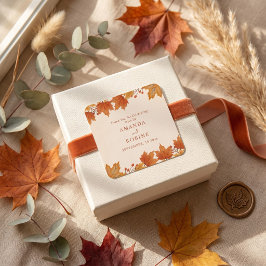 Elegante Herfst Esdoornbladeren Bruiloft Vierkante Sticker