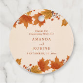Elegante Herfst Esdoren Bruiloft Bedankjes Labels (Achterkant)