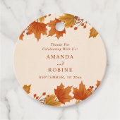 Elegante Herfst Esdoren Bruiloft Bedankjes Labels (Voorkant)