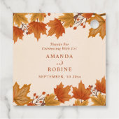 Elegante Herfst Esdoren Bruiloft Bedankjes Labels (Achterkant)