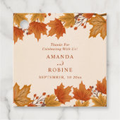 Elegante Herfst Esdoren Bruiloft Bedankjes Labels (Voorkant)
