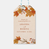 Elegante Herfst Esdoren Bruiloft Cadeaulabel (Voorkant)
