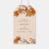 Elegante Herfst Esdoren Bruiloft Cadeaulabel (Achterkant)