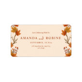 Elegante Herfst Esdoren Bruiloft Etiket (Voorkant)