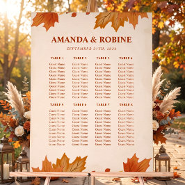 Elegante Herfst Esdorenbladeren Bruiloft Zitplaats Acryl Bord