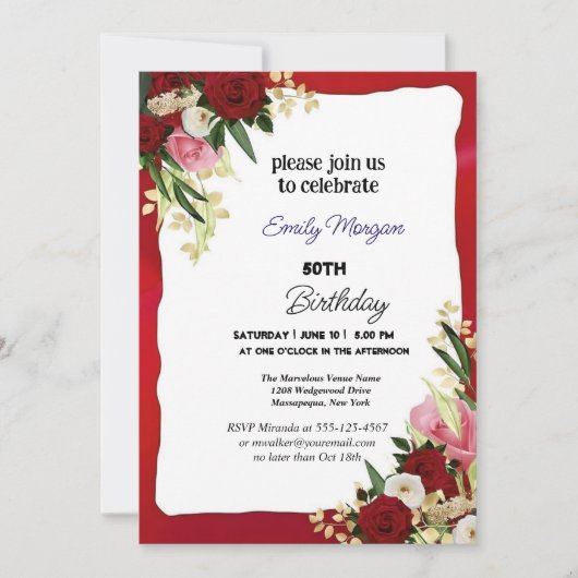 Elegante Herfst Floral 50ste verjaardag Kaart (Voorkant)