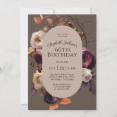 Elegante Herfst Floral 60ste verjaardagsfeest Kaart (Voorkant)