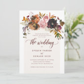Elegante Herfst Floral Boho Wedding Kaart (Staand voorkant)