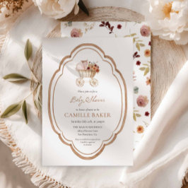 Elegante Herfst Floral Bourgondië Baby shower Invi Kaart