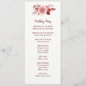 Elegante Herfst Floral Bourgondië bruiloft program Programmakaart (Achterkant)