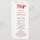 Elegante Herfst Floral Bourgondië bruiloft program Programmakaart (Voorkant / Achterkant)