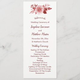 Elegante Herfst Floral Bourgondië bruiloft program Programmakaart