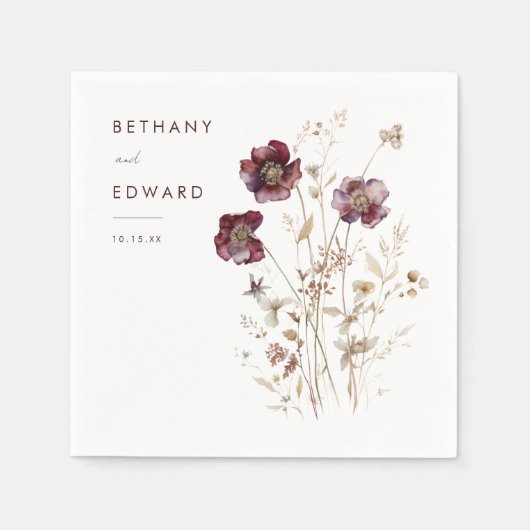 Elegante Herfst Floral bruiloft servetten (Voorkant)
