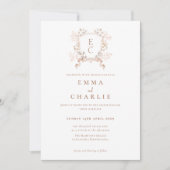 Elegante Herfst Floral Crest Wedding Kaart (Voorkant)