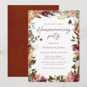 Elegante Herfst Floral housewarming party Kaart (Voorkant / Achterkant)