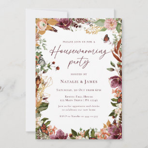 Elegante Herfst Floral housewarming party Kaart