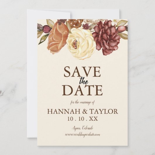 Elegante Herfst Floral Save the Date (Voorkant)