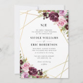 elegante herfst florale geometrische bruiloft kaart (Voorkant)