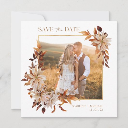 Elegante herfst foto save the date (Voorkant)