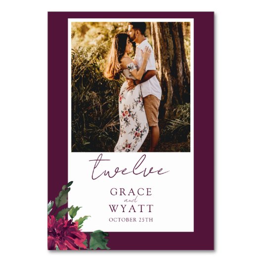 Elegante Herfst Foto Trouwtafel Nummer Kaarten (Voorkant)